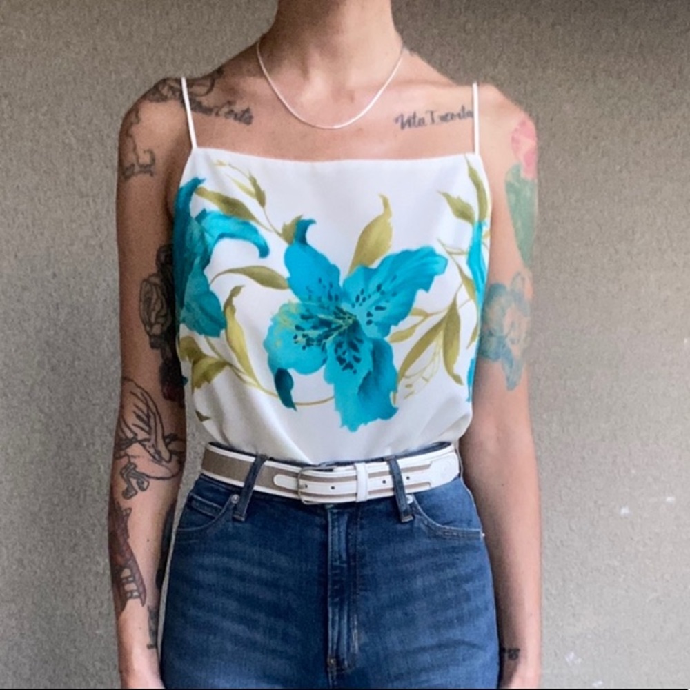 Vintage Hawaiian print floral crop top